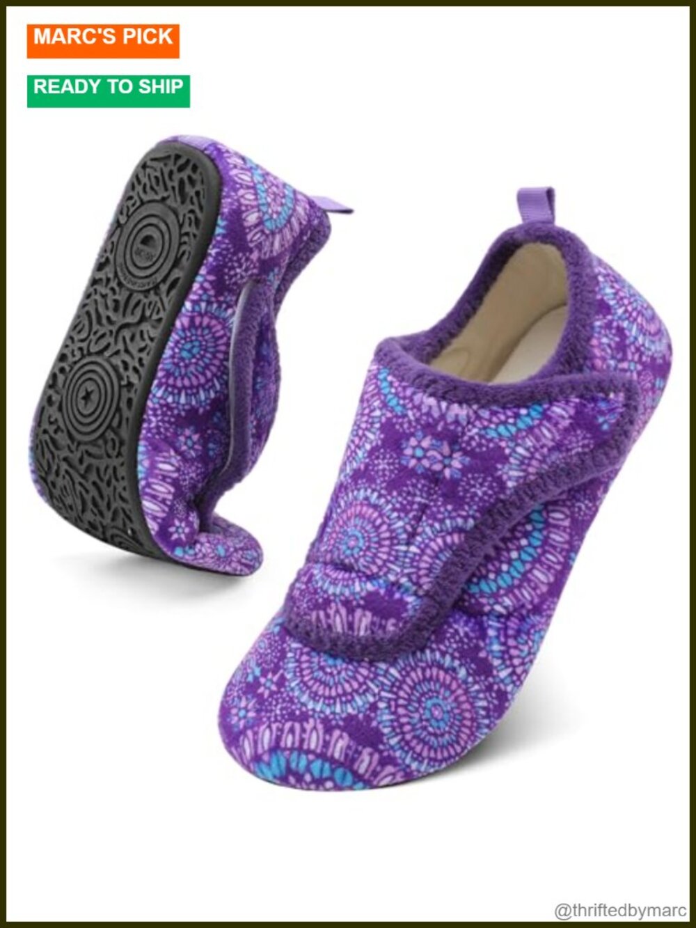 Wide Diabetic Slippers with Faux Fur Adjustable Slides for Men Women